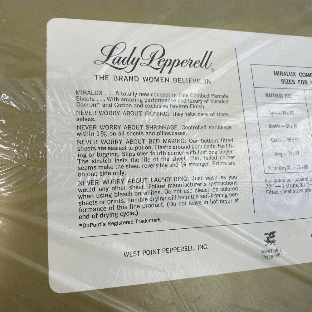 Lady Pepperell Miralux Vintage Double Fitted Sheet Floral MCM Retro Decor NEW - Picture 8 of 9